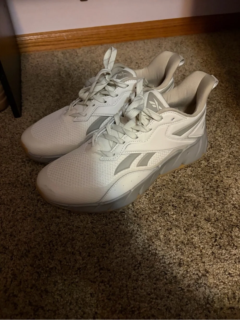 Reebok Womens Classic Gray and  White Athletic Sneakers